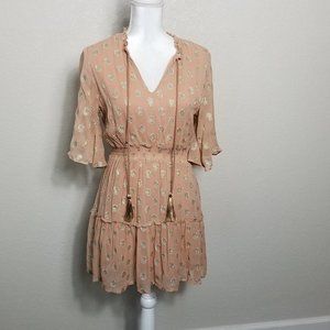 RAGA Tiered Ruffled Neck Printed Tunic Top - XS